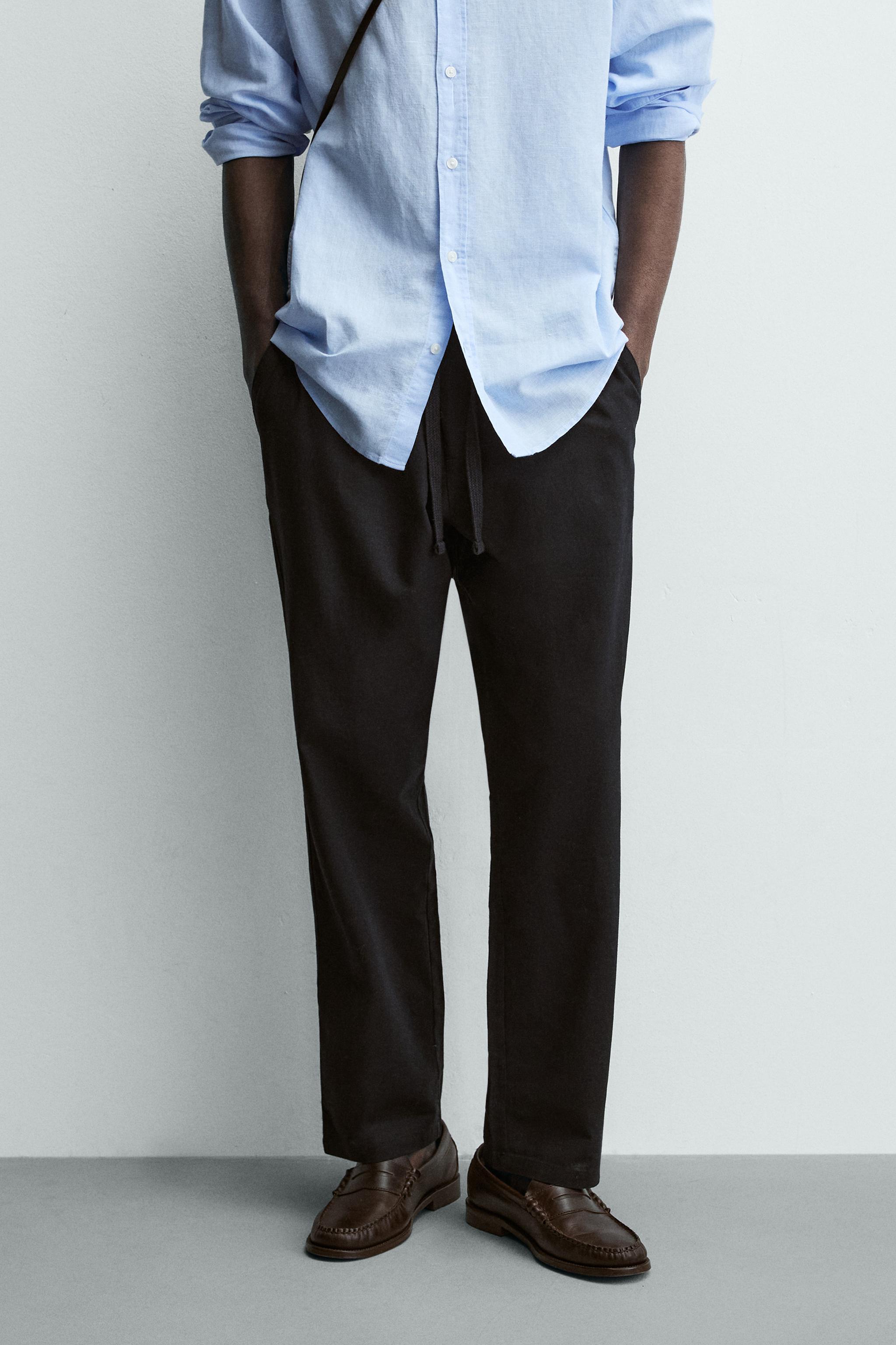 RELAXED FIT COTTON - LINEN PANTS